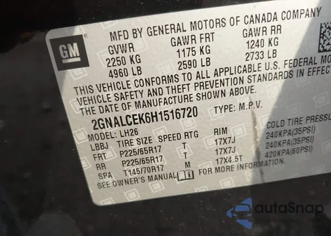 2017 Chevrolet Equinox Lt из США, поврежденный, VIN 2GNALCEK6H1516720